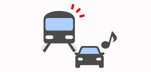 電車混雑を回避して車で移動しているイラスト