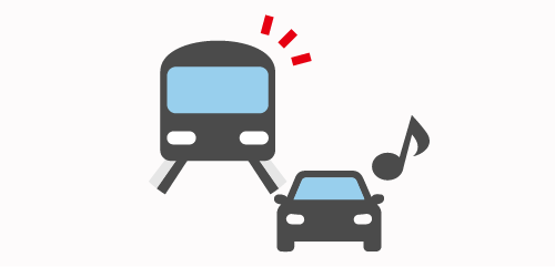 電車混雑を回避して車で移動しているイラスト